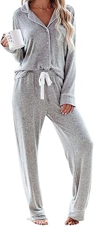 Women's Pajama Sets Long Sleeve Button Down Sleepwear Nightwear Soft Pjs Lounge Sets