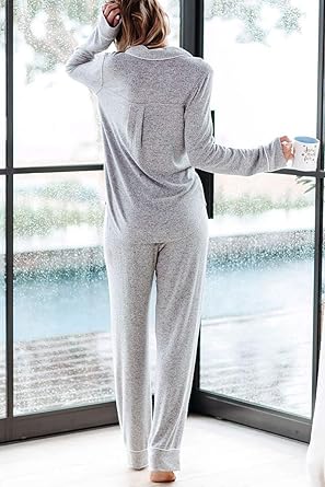 Women's Pajama Sets Long Sleeve Button Down Sleepwear Nightwear Soft Pjs Lounge Sets